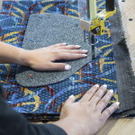 Cutting fabric for bus seats