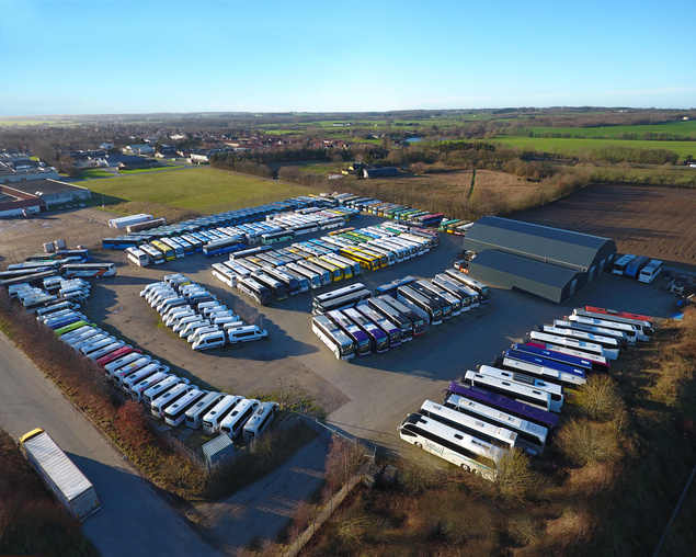 Aerial photo of site with used buses
